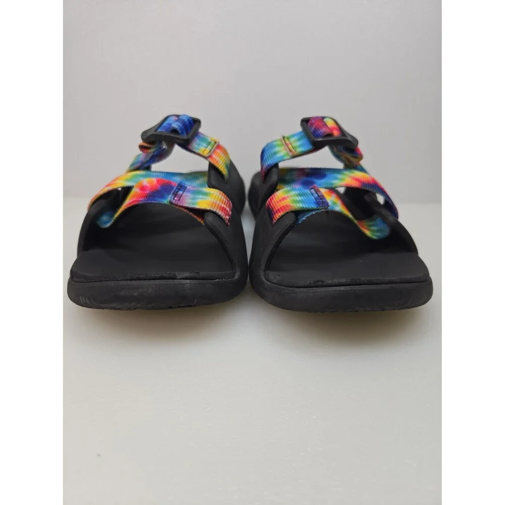 Chaco Kid's Chillos Slide Slip-On Sandals Rainbow Tie Dye Kids Unisex Size K3